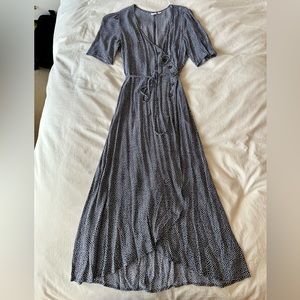 Blue & White Pattern Wrap Dress